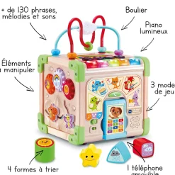 VTech Baby Cube Nature Interactif Multi-Activites- Balles, Toupies Et Cubes