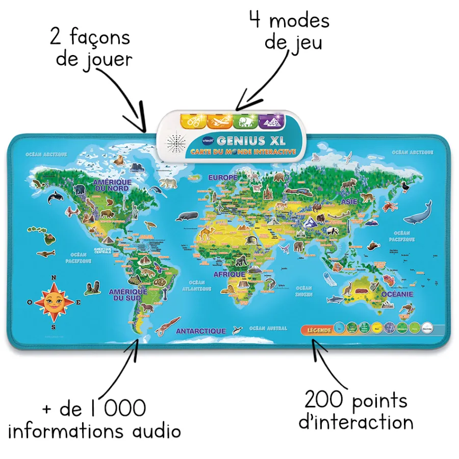 VTech Genius Xl - Carte Du Monde Interactive- Jouets Scientifiques