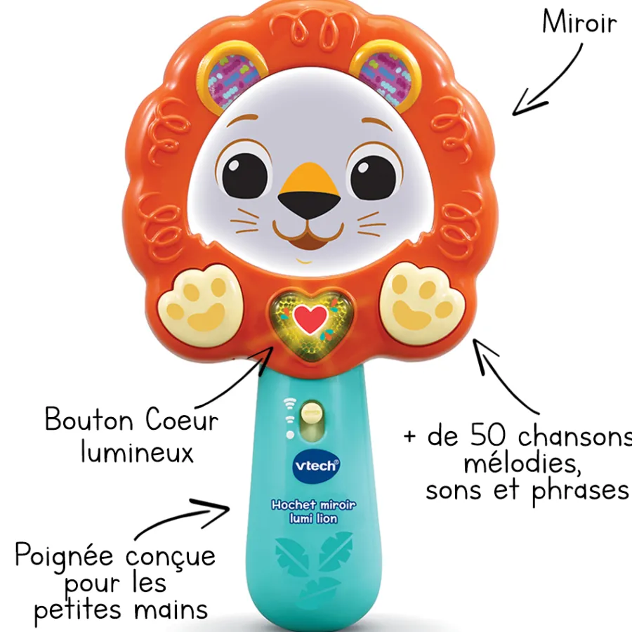 VTech Baby Hochet Miroir Lumi Lion- Hochets Et Petits Jouets
