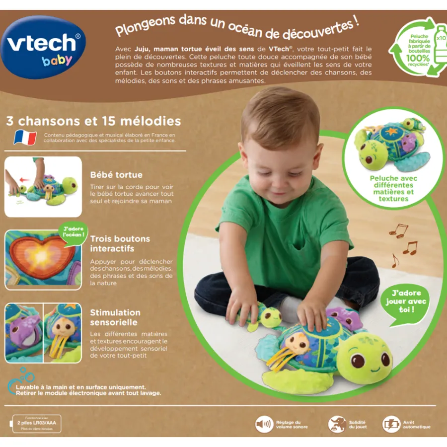VTech Juju, Maman Tortue Eveil Des Sens- Peluches Et Doudous
