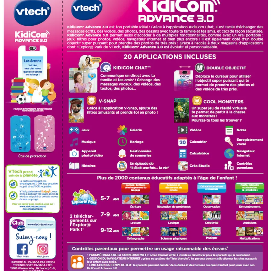Kidicom Advance 3.0 Blanc/Rose- Portable Enfant