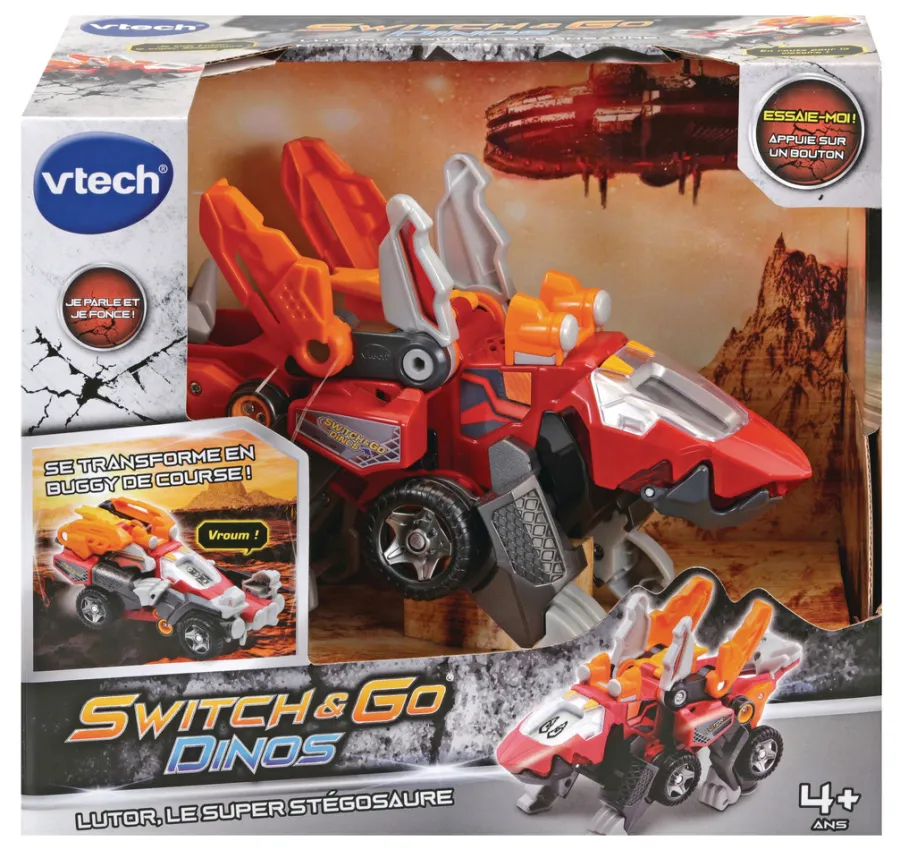 Switch & Go Dinos Lutor, Le Super Stegosaure- Voitures Dinos