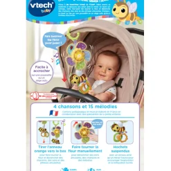 VTech Baby Ma Tourni Fleur D'éveil - Hochet Suspendu- Jouets Pour Siège Auto Et Poussette