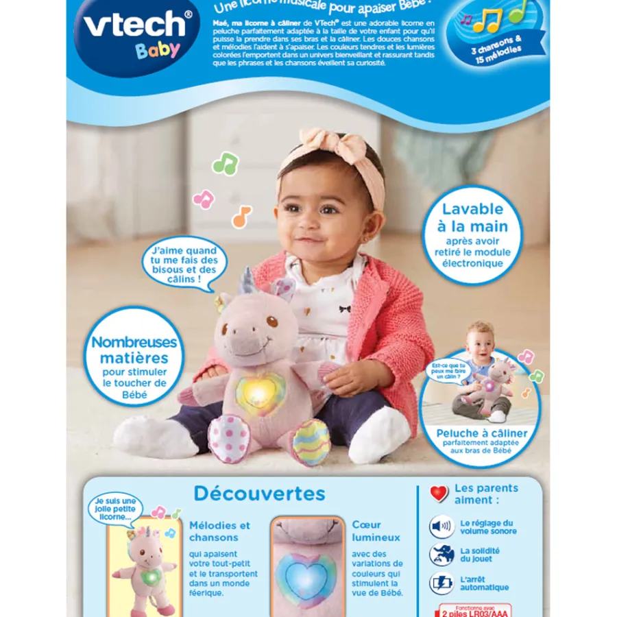 VTech Baby Mae, Ma Licorne A Caliner - Peluche Licorne- Peluches Et Doudous