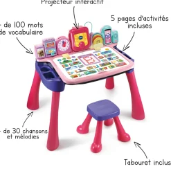 VTech Magi Bureau Interactif 5 En 1 Rose- Bureaux Et Chevalets Enfant
