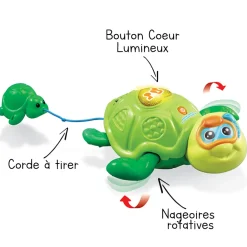 VTech Baby Maman Tortue Et Son Bébé Nageur - Jouet De Bain- Jouet De Bain