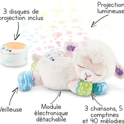 VTech Baby Manon, Lumi Mouton Nuit Etoilee 3 En 1 - Veilleuse En Peluche- Veilleuses Et Mobiles Bébé