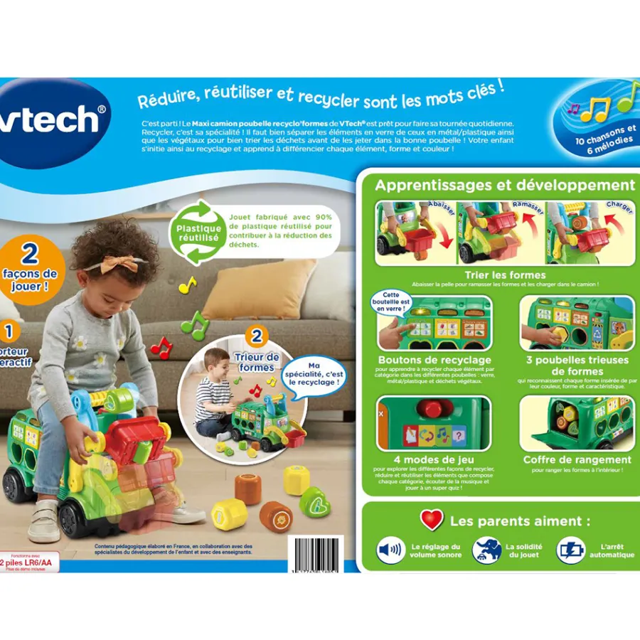 VTech Maxi Camion Poubelle Recyclo'Formes- Porteurs, Trotteurs