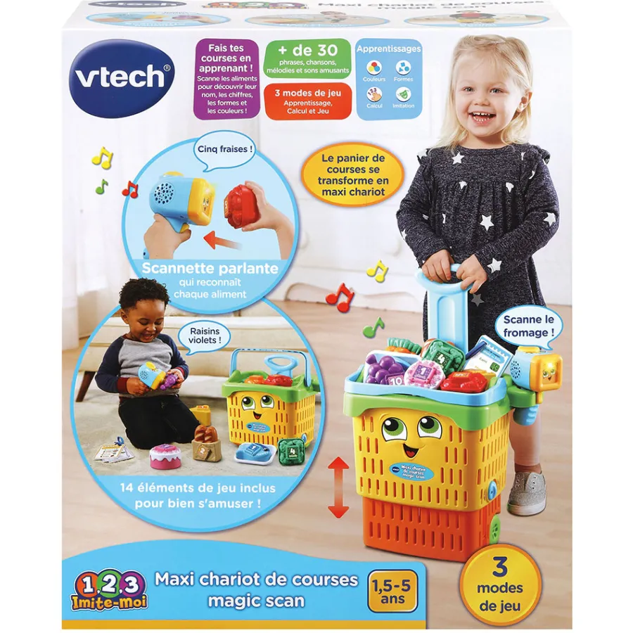 VTech Maxi Chariot De Courses Magic Scan- Dinette Et Autres Jeux D'Imitation