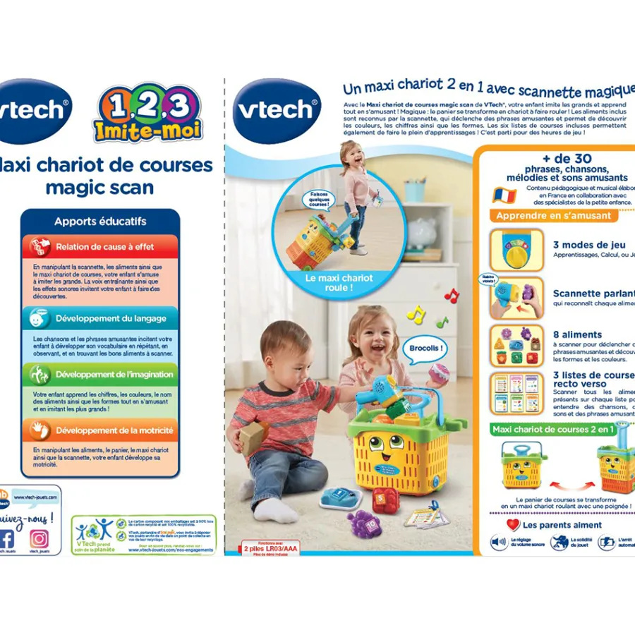 VTech Maxi Chariot De Courses Magic Scan- Dinette Et Autres Jeux D'Imitation