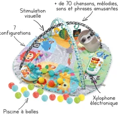 VTech Baby Maxi Tapis D'éveil Sensoriel 7 En 1- Tapis D'éveil Et Arches