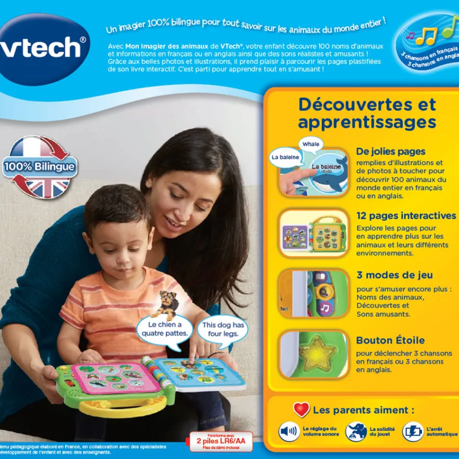 VTech Baby Mon Imagier Des Animaux Bilingue- Livres Pour Bébé
