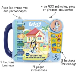 VTech Mon Livre-Jeu Interactif De Bluey- Pat'Patrouille, Peppa Pig, Bluey
