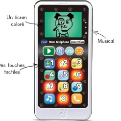 VTech Baby Mon Telephone Emoti'Fun Noir & Blanc - Telephone D'Imitation- Téléphones Et Télécommandes Bébé