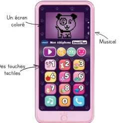 VTech Baby Mon Telephone Emoti'Fun Rose - Telephone D'Imitation- Téléphones Et Télécommandes Bébé
