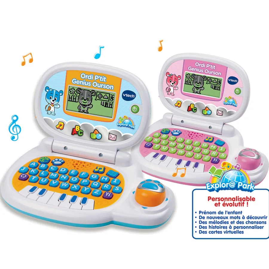 VTech Ordi P'Tit Genius Ourson Bleu - Ordinateur Educatif- Ordinateurs, Tablettes Et Consoles