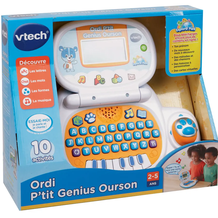 VTech Ordi P'Tit Genius Ourson Bleu - Ordinateur Educatif- Ordinateurs, Tablettes Et Consoles