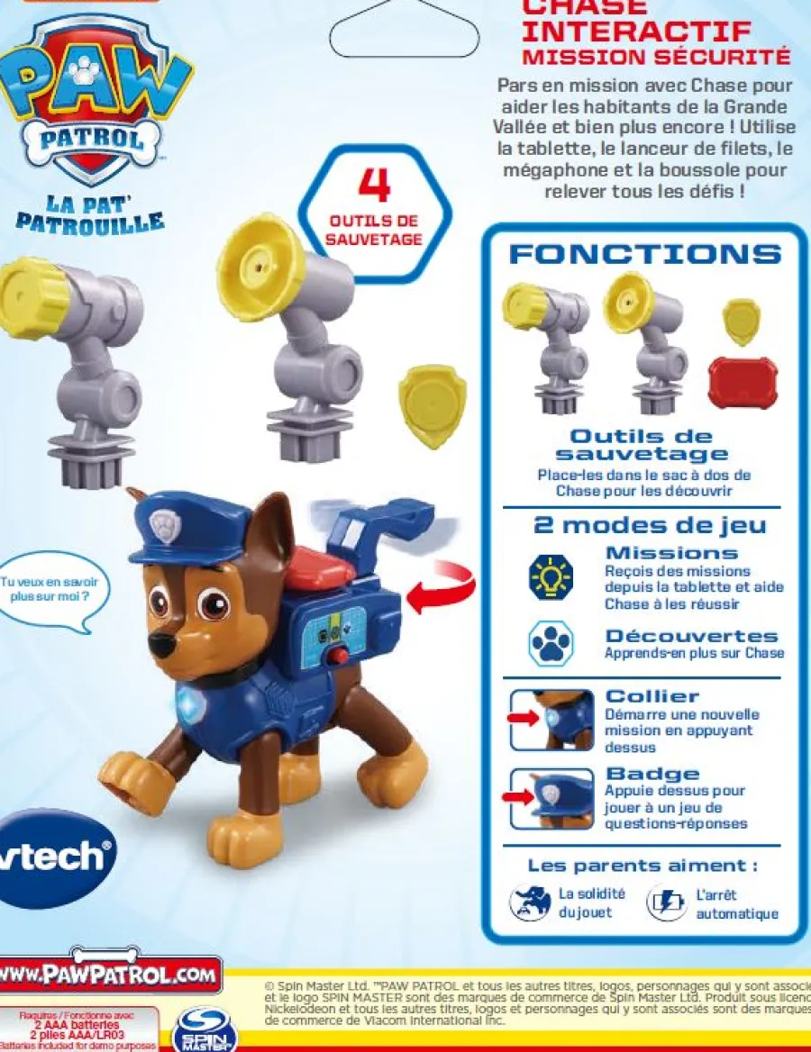 VTech Pat Patrouille - Chase Interactif : Mission Securite- Pat'Patrouille, Peppa Pig, Bluey