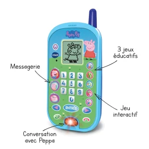 VTech Peppa Pig - Le Smartphone Educatif- Pat'Patrouille, Peppa Pig, Bluey