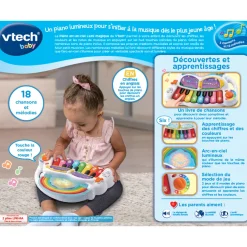 VTech Baby Piano Arc En Ciel Lumi Magique - Piano Pour Bébé- Instruments De Musique