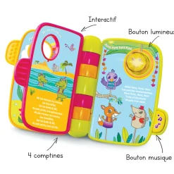 VTech Baby P'Tit Livre Enchante - Mes Premieres Comptines- Livres Pour Bébé