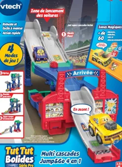 Tut Tut Bolides Serie Pro - Multi Cascades Jump & Go 4 En 1- Voitures Jouets Garages Et Circuits