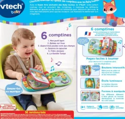 VTech Baby Super Livre Enchante Des Baby Loulous Bleu - Livre Interactif- Livres Pour Bébé