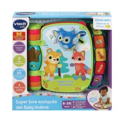 VTech Baby Super Livre Enchante Des Baby Loulous Bleu - Livre Interactif- Livres Pour Bébé