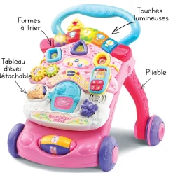 VTech Baby Super Trotteur Parlant 2 En 1 Rose- Porteurs, Trotteurs
