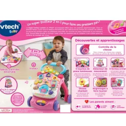 VTech Baby Super Trotteur Parlant 2 En 1 Rose- Porteurs, Trotteurs