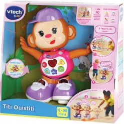 VTech Baby Titi Ouistiti Rose - Petit Singe Interactif- Animaux Interactifs