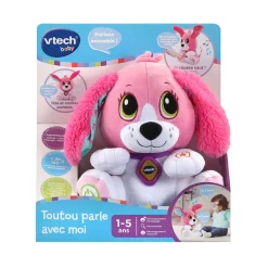 VTech Baby Toutou Parle Avec Moi Rose - Peluche Interactive- Animaux Interactifs