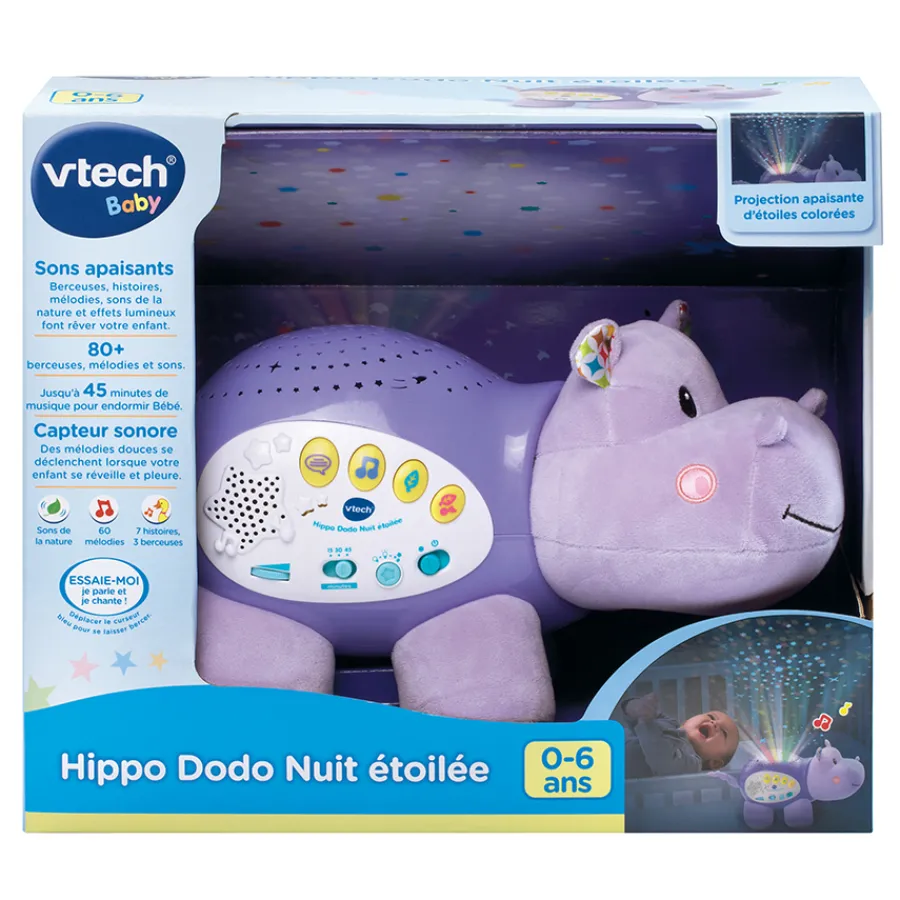 VTech Baby Veilleuse Bébé Hippo Dodo Nuit Etoilee- Veilleuses Et Mobiles Bébé