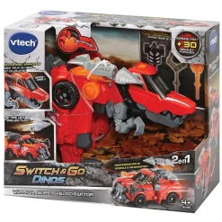 Switch & Go Dinos Warrior, Super Velociraptor- Voitures Dinos