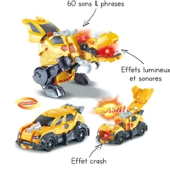Switch & Go Dinos Zyrex, Le T-Rex - Crash - Véhicules Interactifs- Voitures Dinos