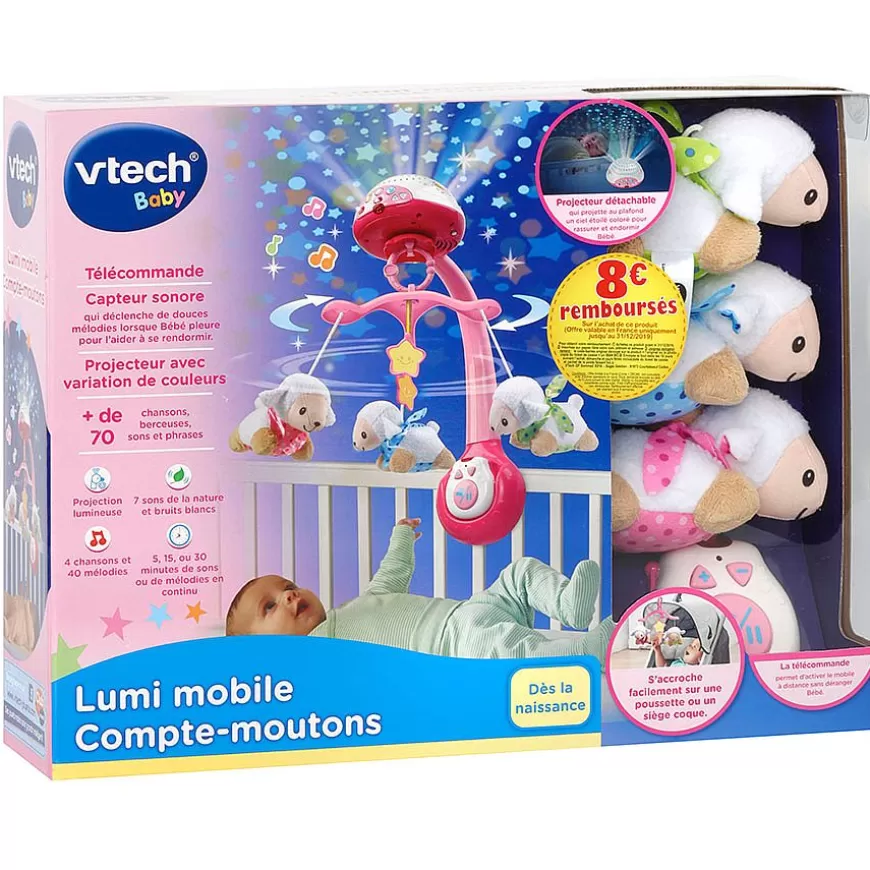 Lumi Mobile Compte-Moutons Rose - Mobile Bébé-VTech Baby Clearance